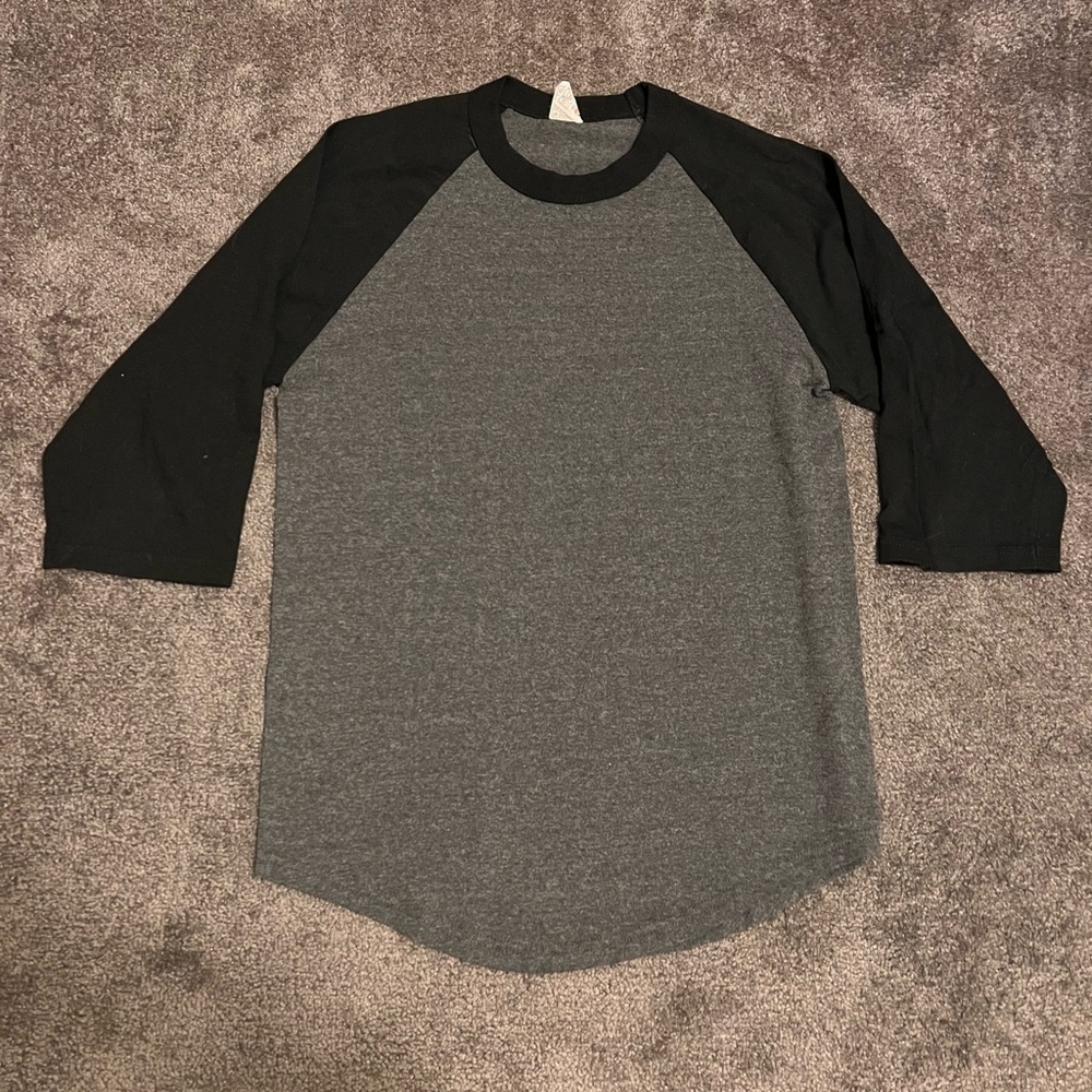 Black and Gray 3/4 Sleeve Raglan Tee